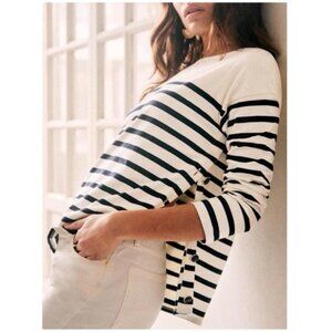 Sézane Noan Marinière Shirt, Ecru/Navy SZ M